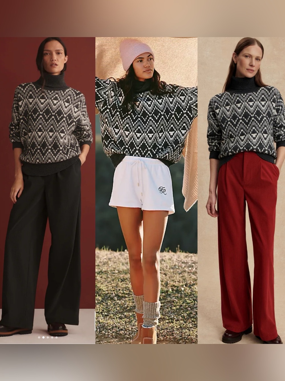 Varley Cashmere Wool Ida Relaxed Sweater in Black and White - Picture 5 of 5